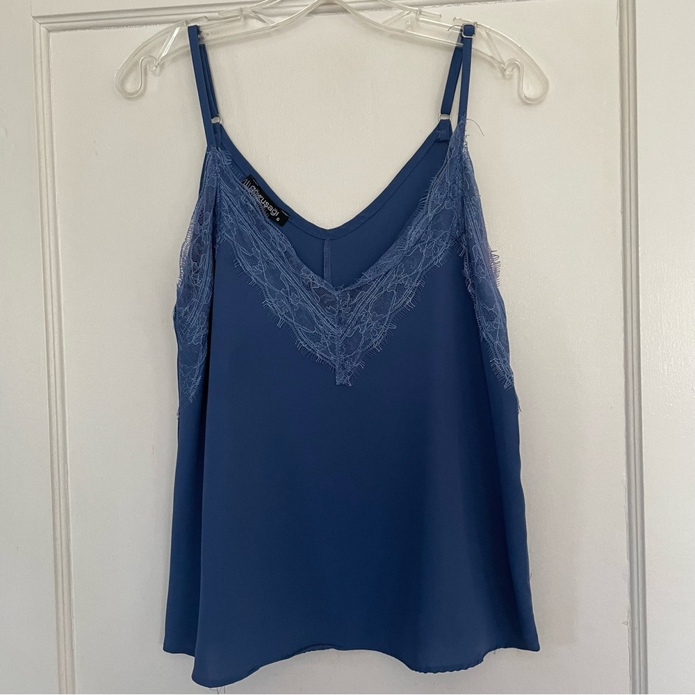 Blue Lace Trim Cami Top